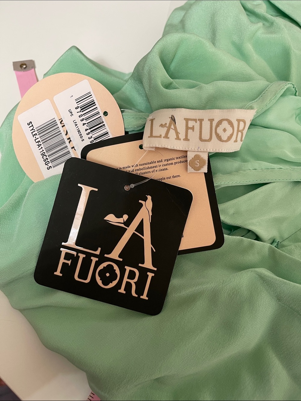 LA FUORI Calypso Floral Sequin Embellished Cutout Green Maxi Dress Size Small - Picture 8 of 9